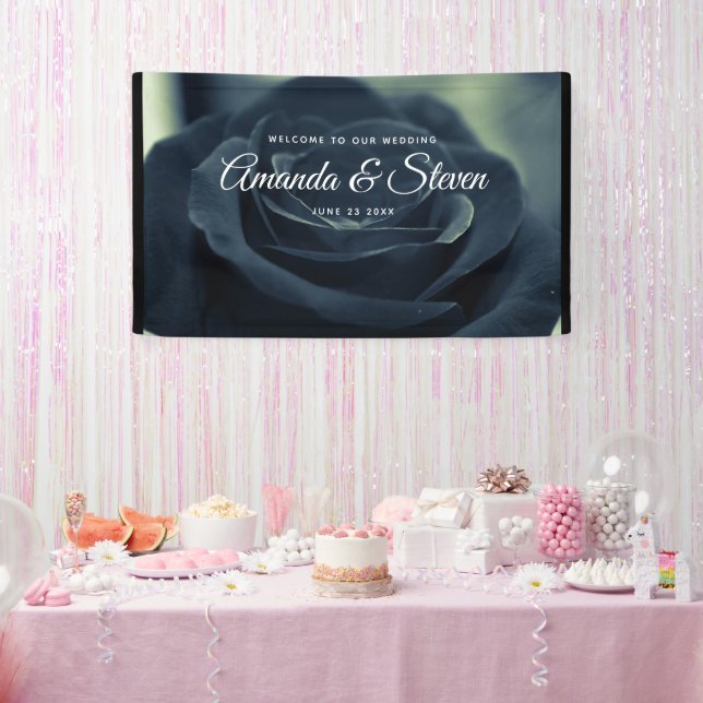 Lona Rosa negro Bienvenida Boda gótico oscuro de flores (Fiesta)