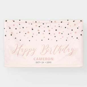 Lona Rosa Oro y Rubor Hexagon Confetti Feliz cumpleaños