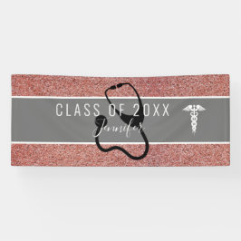 Lona Rosa Purpurina de Oro Enfermero Graduado Personali