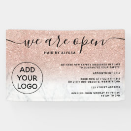 Lona Rosa purpurina dorado mármol del logotipo negro Es