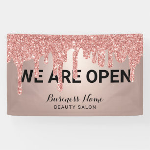 Lona Rosa Purpurina Oro Dris Salón de Belleza Estamos a