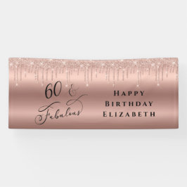 Lona Rosa purpurina Oro Fiesta de Cumpleaños 60