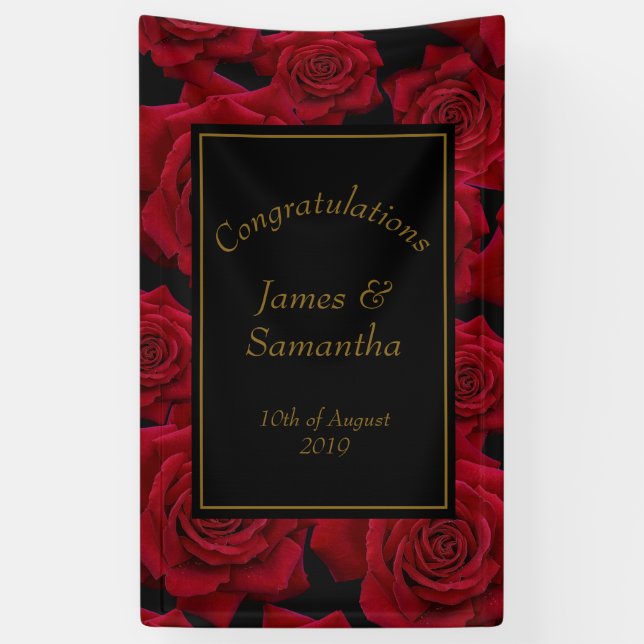 Lona Rosa Roja Elegante - Boda (Vertical)