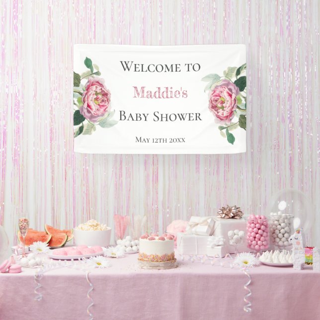 Lona Rosa rosa | Bienvenida Baby Shower (Fiesta)