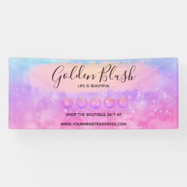 Lona Rosa Sonrojo Acuarela y Moderno Geométrico Dorado 