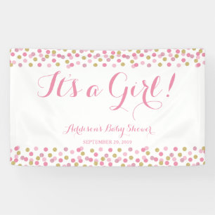 Lona Rosa y bandera de Baby Shower del purpurina del