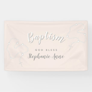 Lona Rosario del bautismo en rosa