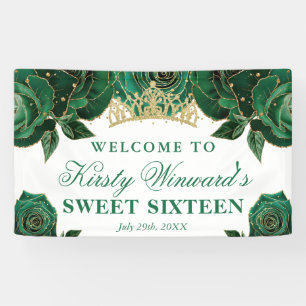 Lona Rosas de acuarela verdes y doradas Sweet Sixteen