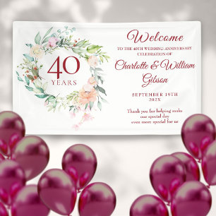 Lona Rosas de aniversario de bodas de rubí 40º bienveni