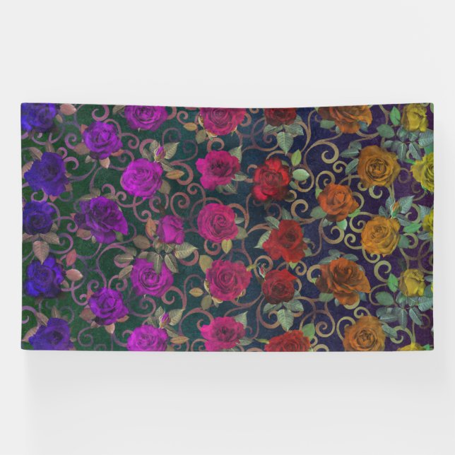 Lona Rosas De Arcoiris De Bonito Cuidada Con Bañeras (Horizontal)