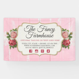 Lona Rosas de cosecha de madera rústica rosada de color