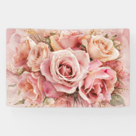 Lona Rosas de flores rosadas acuarela Mural de arte Imp