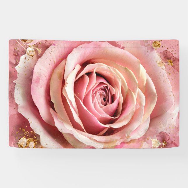 Lona Rosas de flores rosadas acuarela Mural de arte Imp (Horizontal)