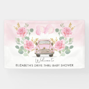 Lona Rosas de oro rosa Bienvenida al baby shower en el 