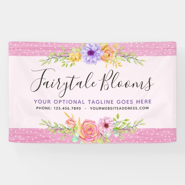 Lona Rosas florales ruidosos rosados sencillos (Horizontal)