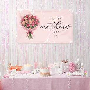 Lona Rosas Flores Bouquet Feliz Día de la Madre Elegant