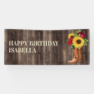 Lona Rosas Rojas Girasoles Amarillos Botas Madera Cumpl