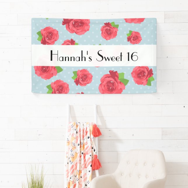 Lona Rosas Rojas, Patrón De Rosas, Flores, Dulce 16 (In situ)