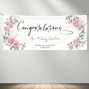 Lona Rosas Rosadas Modernas Felicitaciones Graduación