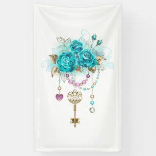 Lona Rosas turquesas con llaves