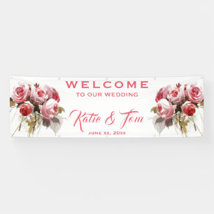Lona Rose Bouquet - Banner Boda colgado