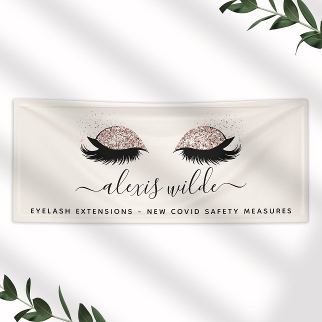 Lona Rose Gold Eyelashes Salon Business (Subido por el creador)