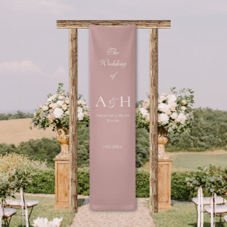 Lona Rose Pink Fabric Wedding Welcome Banner