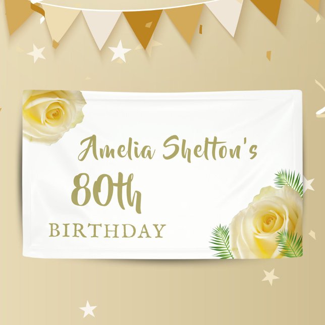 Lona Roses Amarillos Floral 80 aniversario de la fiesta (Subido por el creador)