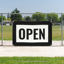 Lona Rótulo ABIERTO EN BLANCO Y NEGRO