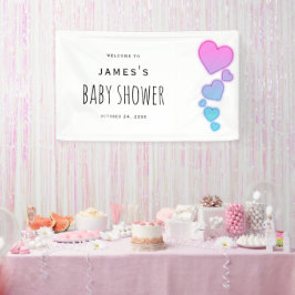 Lona Rótulo Baby Shower Watercolor Hearts