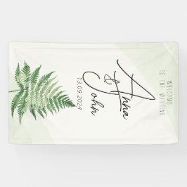 Lona Rótulo Boda de Fern Verde minimalista