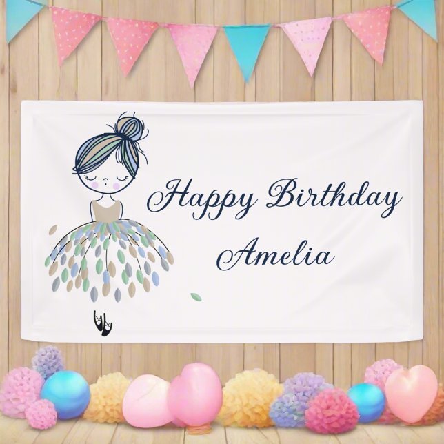 Lona Rótulo Chica de cumpleaños de Cute Little Ballerin (Subido por el creador)
