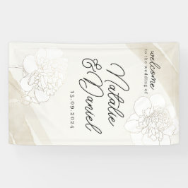 Lona Rótulo de Boda de flores blancas