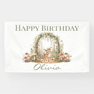 Lona Rótulo de cumpleaños de animales de Woodland