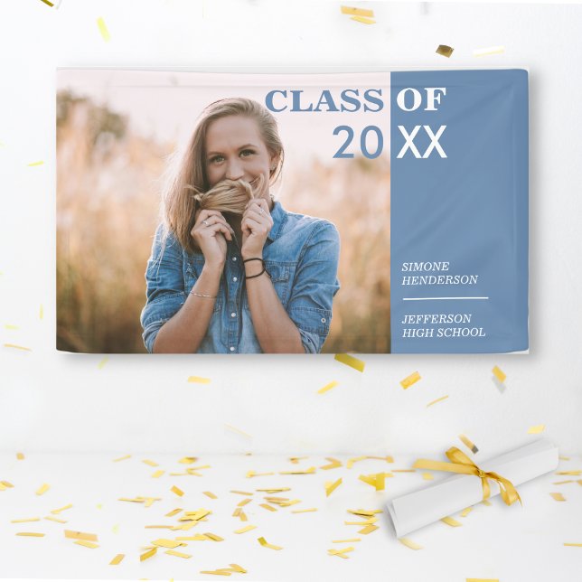 Lona Rótulo de Fiesta de foto de graduación azul clásic (Subido por el creador)