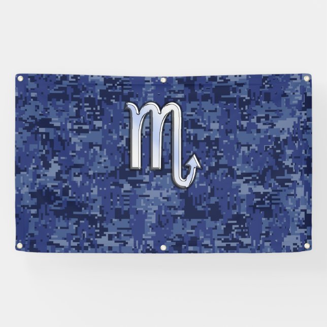 Lona Rótulo Escorpio Zodiac en camo azul marino (Horizontal)