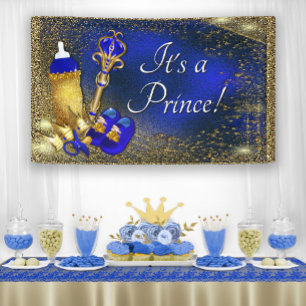 Lona Royal Blue Gold Prince Baby Shower
