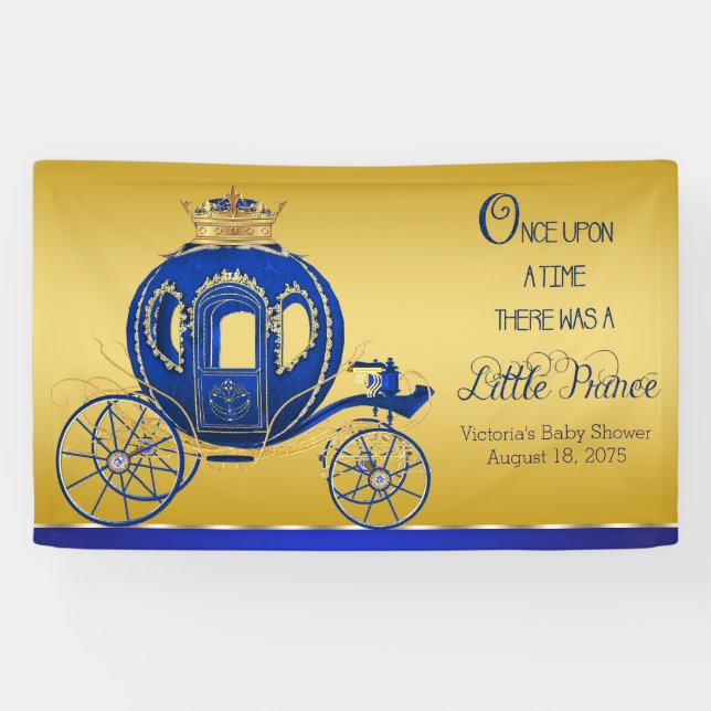 Lona Royal Blue Gold Prince Carriage Baby Shower (Horizontal)