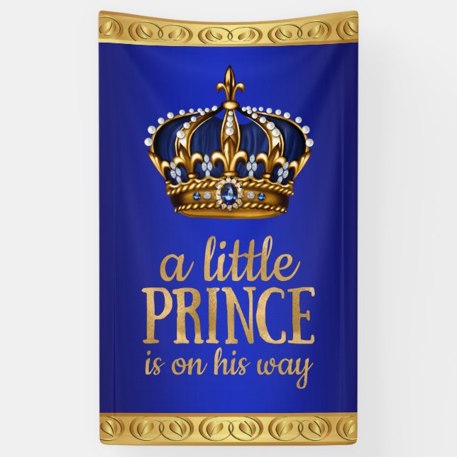 Lona Royal Blue Prince Crown Boy Baby Shower (Vertical)