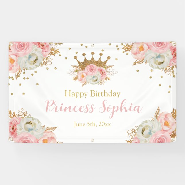 Lona Royal Princess Floral pink banner backdrop (Horizontal)