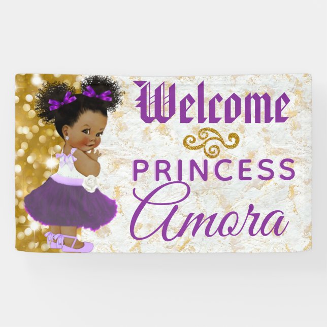 Lona Royal Princess Purple|Bienvenida Elegante de Oro (Horizontal)