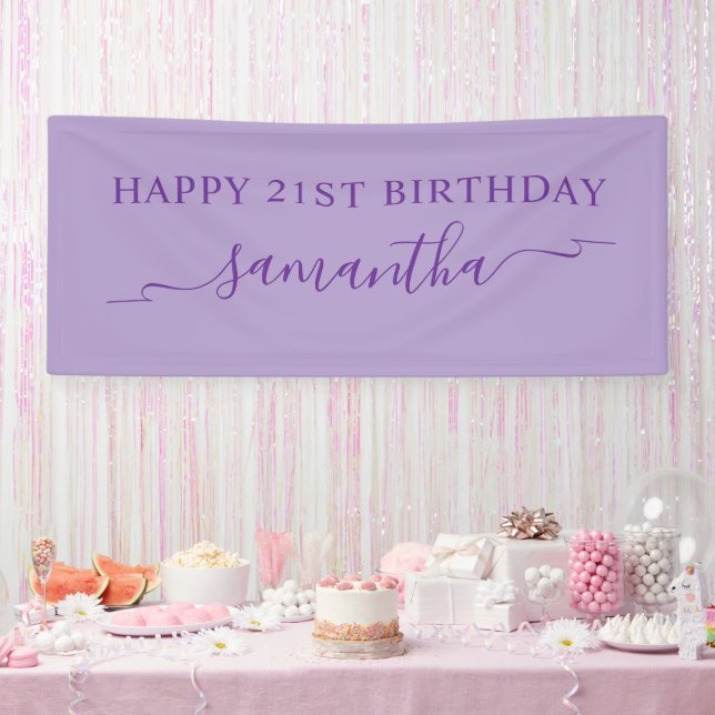 Lona Royal Purple Happy 21st Birthday Ribbon Name (Fiesta)