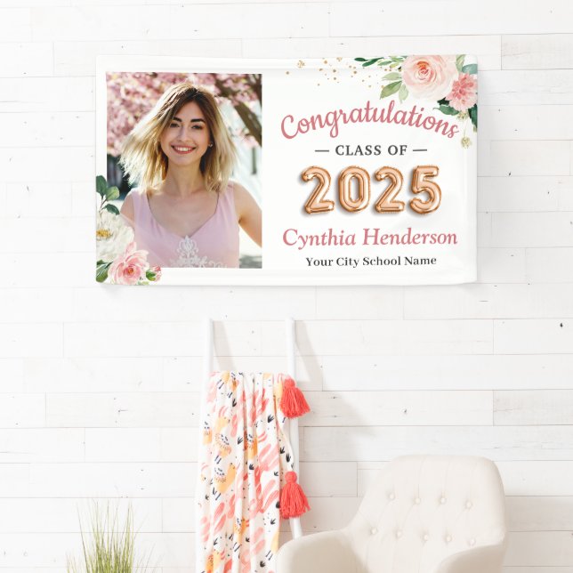 Lona Rubor Balloon Font Class of 2025 Graduation Party (In situ)