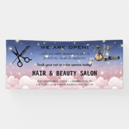 Lona Rubor & Gold Whisk Scissors Salón de pelo reapertu