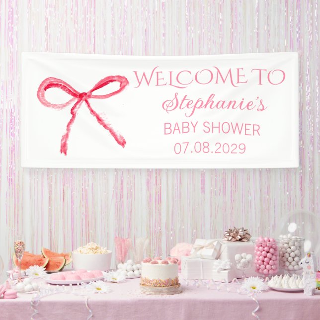 Lona Rubor Pink Bow Coquette Baby Shower (Fiesta)