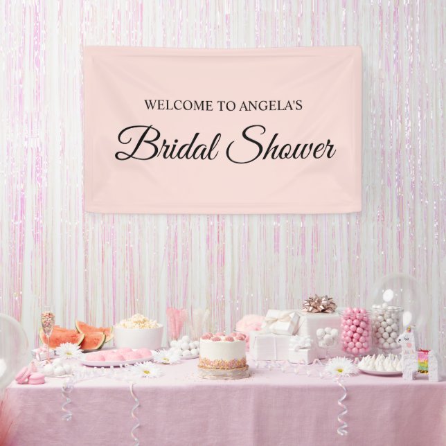 Lona Rubor y Black Elegant Script Bridal Shower (Fiesta)