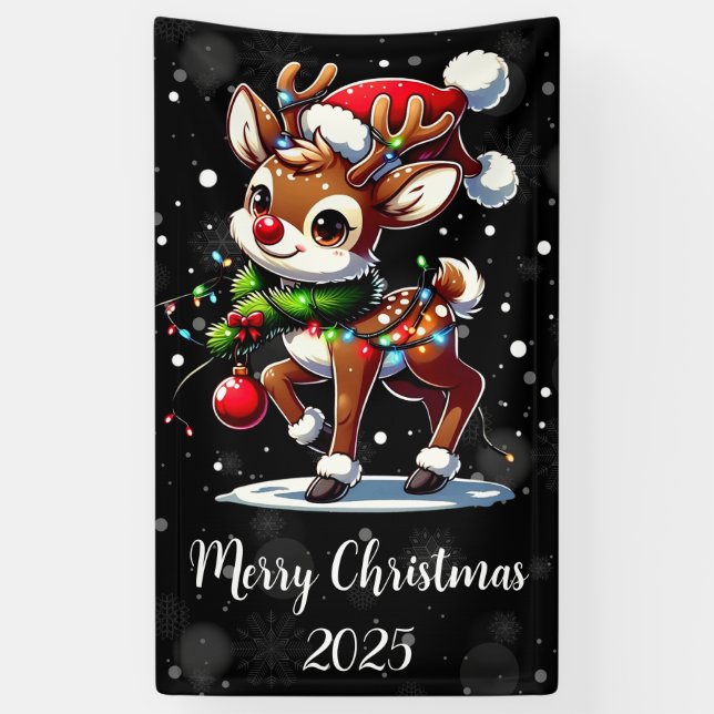 Lona Rudolph La Navidad de Reno Rojo (Vertical)