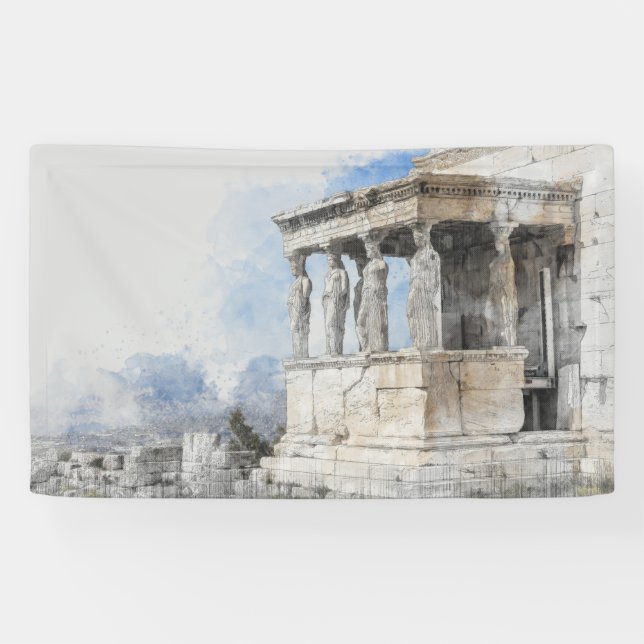 Lona Ruinas acuáticas de lugares antiguos en Atenas, Gr (Horizontal)