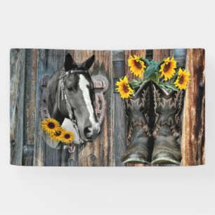 Lona Russe Western Horse Cowboy botas Sunflowers