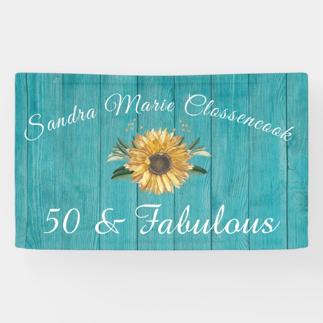 Lona Rustic 50 and Fabulous | Sunflower Teal   (Horizontal)